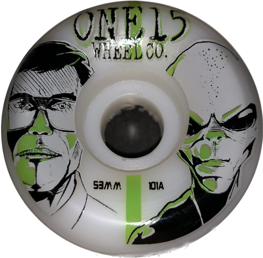one15 wheel co. lazar 53mm white skateboard wheel.